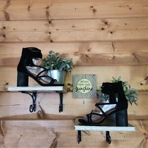Jeffrey Campbell Despina Black Strappy Sandal Heels Tassels Suede Leather Sz 7.5